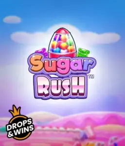 Experience the colorful world of the Sugar Rush slot game by Pragmatic Play, showcasing a vibrant candy dispenser set against a whimsical candyland background. This graphic portrays the playfulness of the game, highlighted with multicolored candies and enticing typography. Perfect for those with a sweet tooth, promising endless entertainment. 